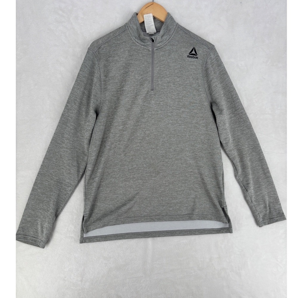 Reebok Speedwick Mens Medium Gray Heather 1/4 Zip Pullover Training Shirt Mock